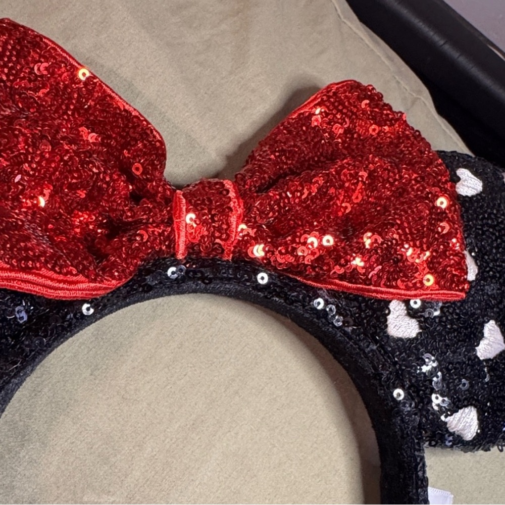 Disney Sequin Minnie Mouse Ears Headband - Black, Red, White - Picture 2 of 2